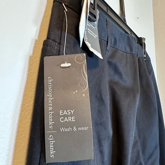 Christopher and Banks Navy Trousers classic straight leg spot by zipper - Picture 6 of 9